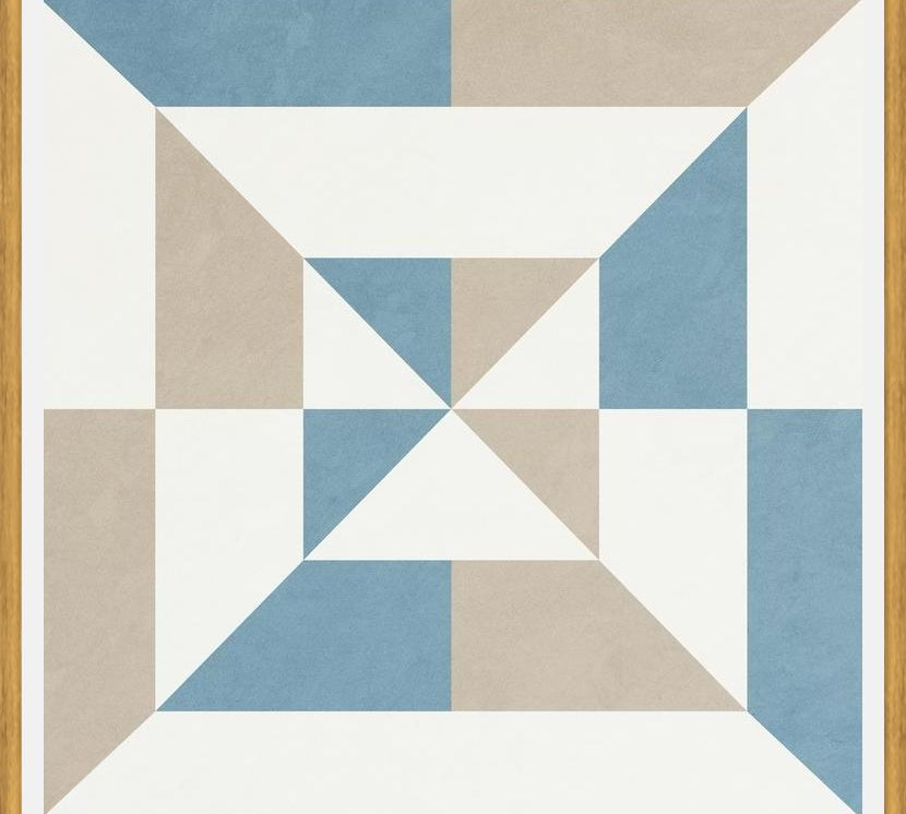 Cuadro Geométrico Azul y Beige
