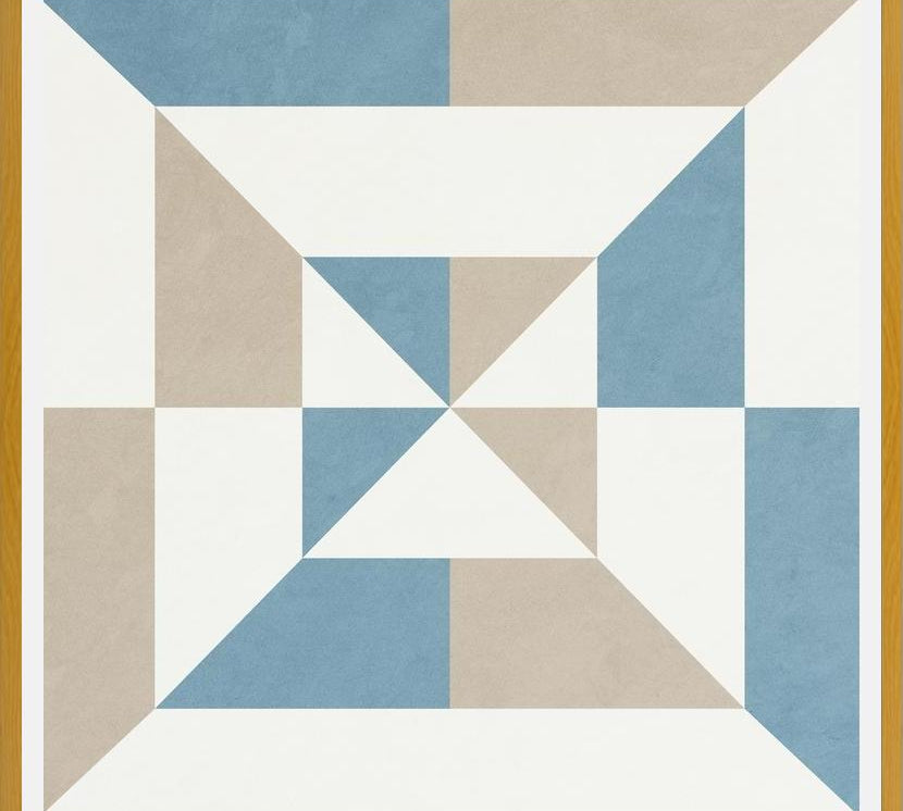 Cuadro Geométrico Azul y Beige