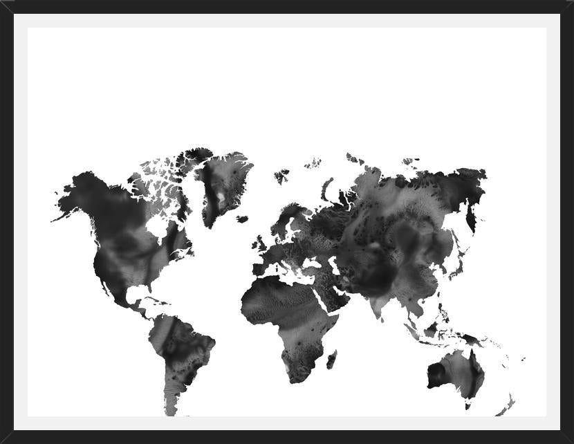 Cuadro Black and white world map