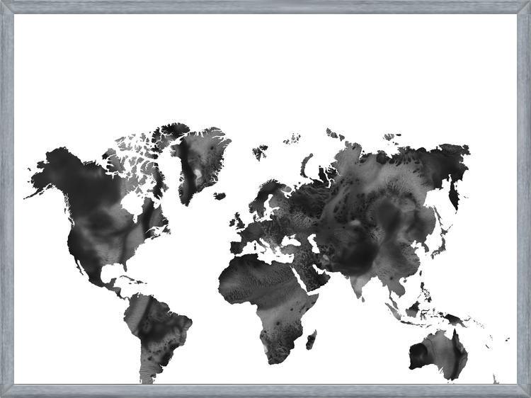 Cuadro Black and white world map