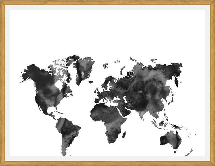 Cuadro Black and white world map