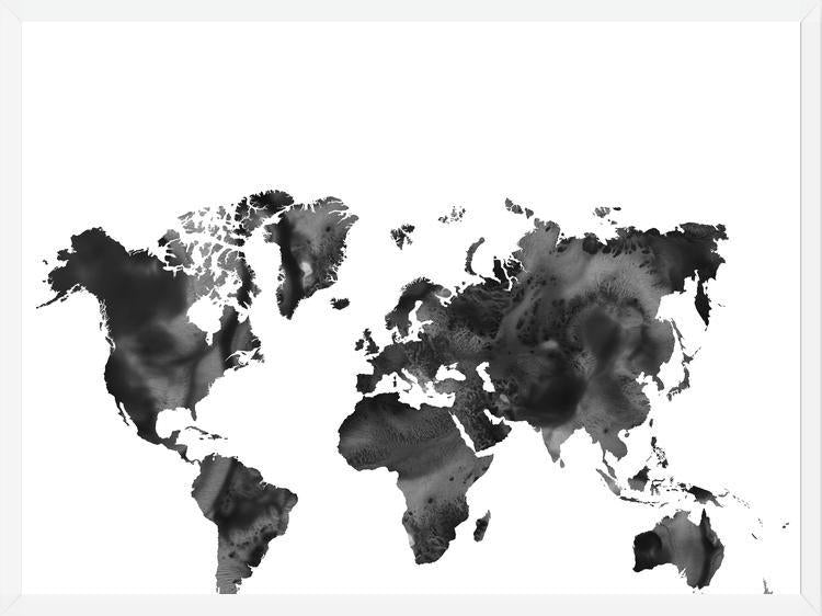 Cuadro Black and white world map