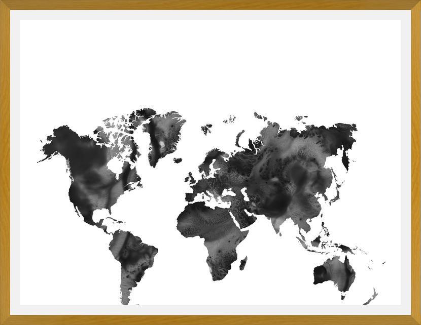 Cuadro Black and white world map