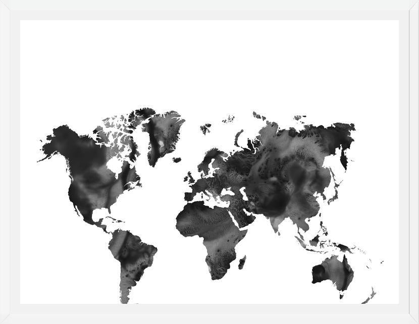 Cuadro Black and white world map