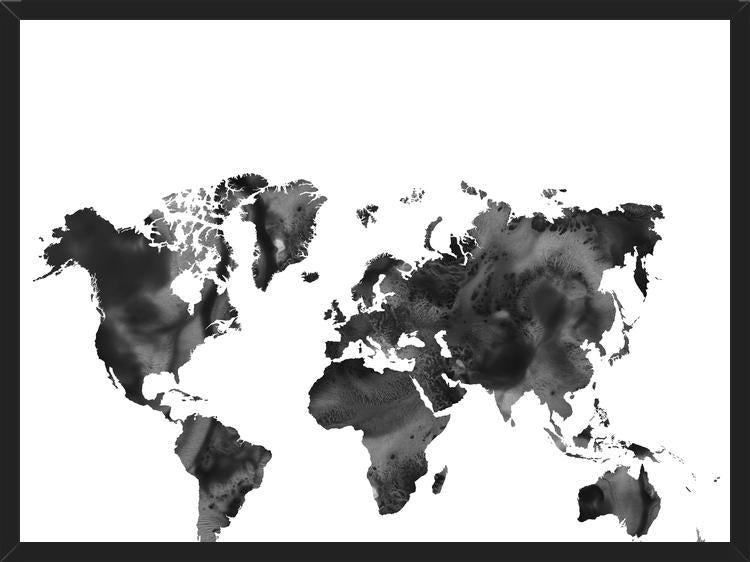 Cuadro Black and white world map