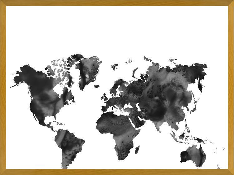 Cuadro Black and white world map