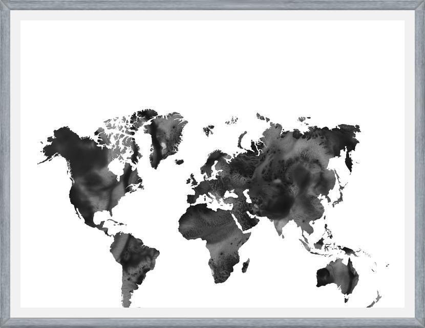 Cuadro Black and white world map