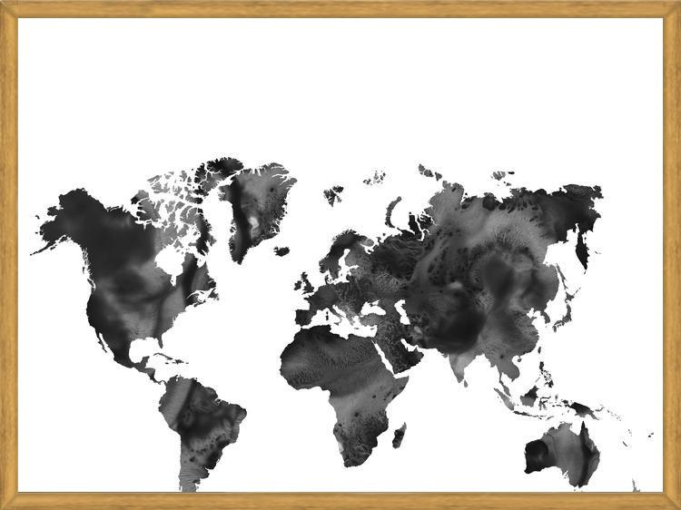 Cuadro Black and white world map