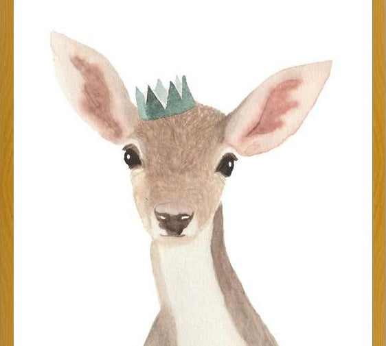 Cuadro Venado con corona verde
