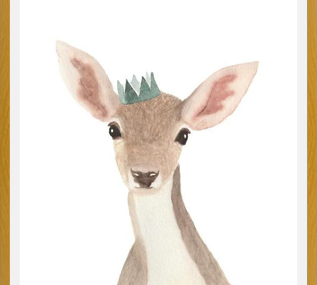 Cuadro Venado con corona verde