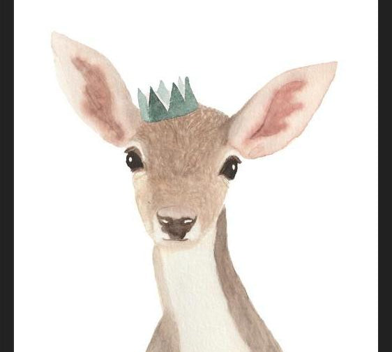 Cuadro Venado con corona verde