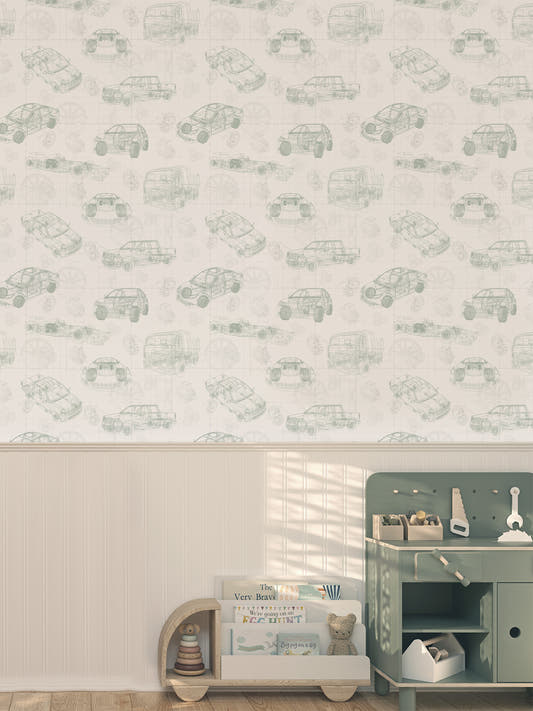 Papel Mural Cars Green