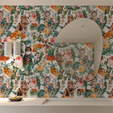 Papel Mural Cat and Floral Pattern III