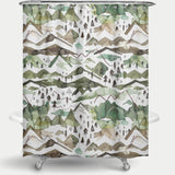 Cortina de Baño WATERCOLOR MOUNTAINS GOLD GREEN