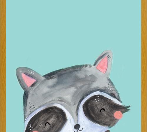 Cuadro Painted racoon on mint