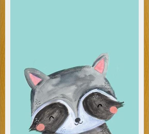 Cuadro Painted racoon on mint