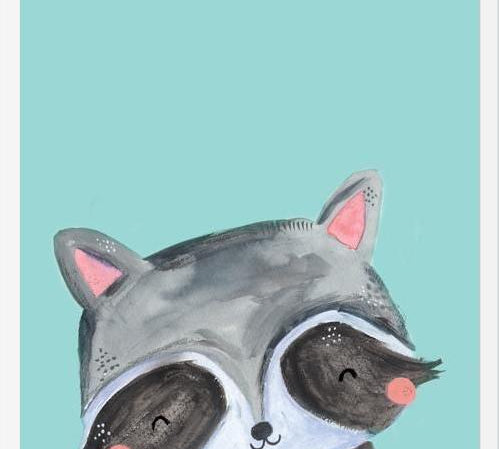 Cuadro Painted racoon on mint