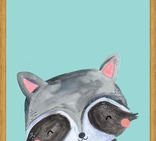 Cuadro Painted racoon on mint