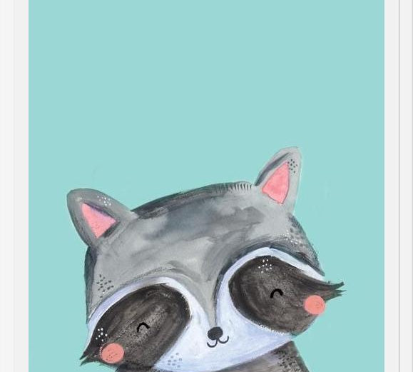Cuadro Painted racoon on mint