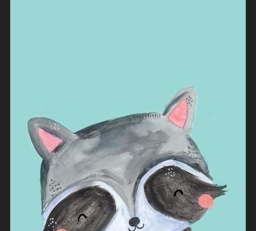 Cuadro Painted racoon on mint