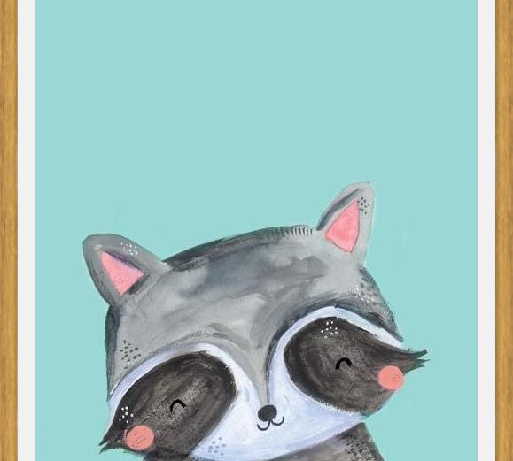Cuadro Painted racoon on mint
