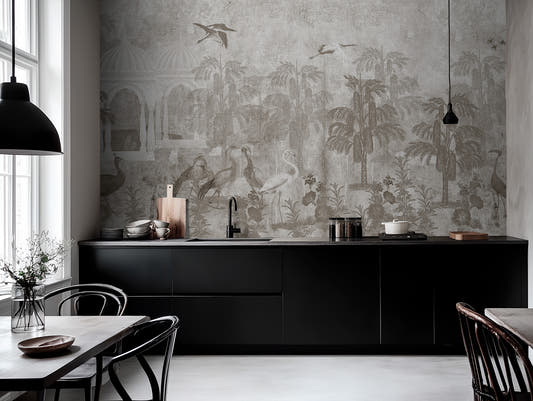 Papel Mural jardin de aves Sepia