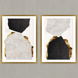 Set de Cuadros Pintura Abstracta Dorado Formas