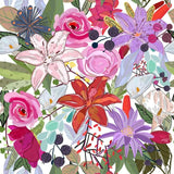 Canvas Lily and colorful flowers pattern white