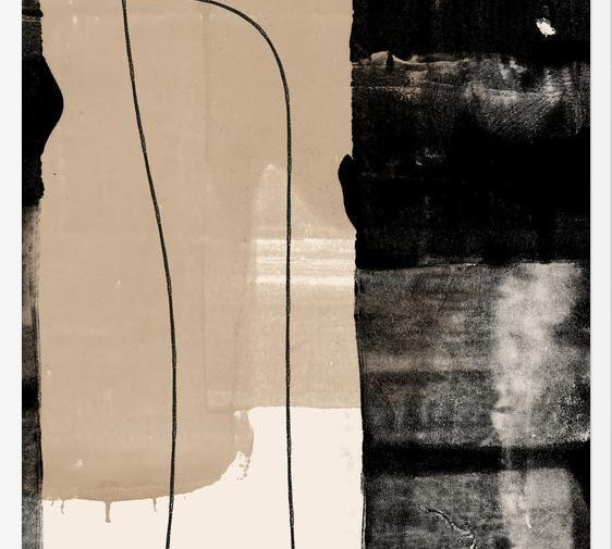 Cuadro Abstracto Beige Blanco y Negro II