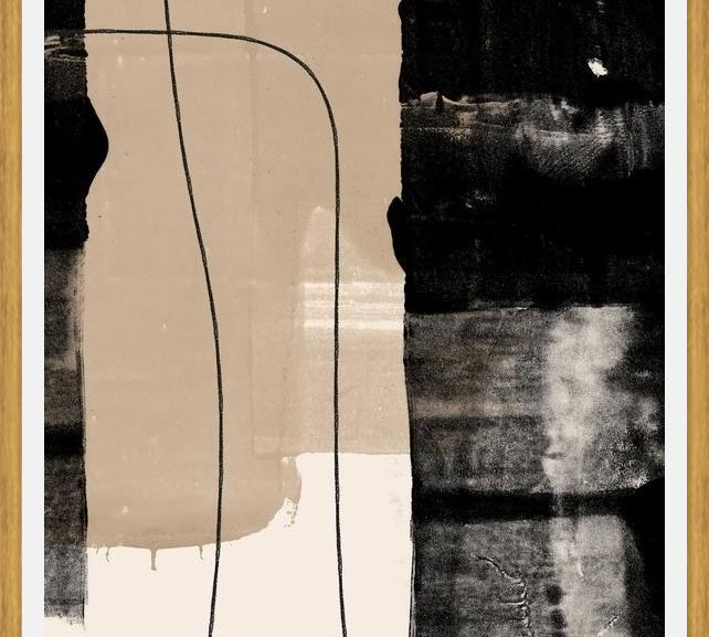Cuadro Abstracto Beige Blanco y Negro II