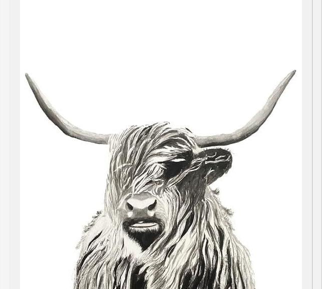 Cuadro Highland cow watercolor