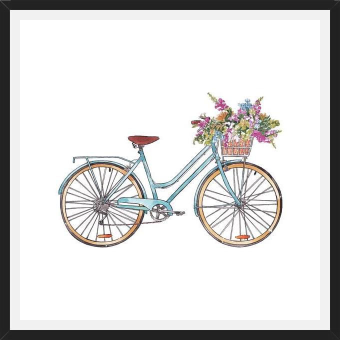 Cuadro Bicicleta con flores