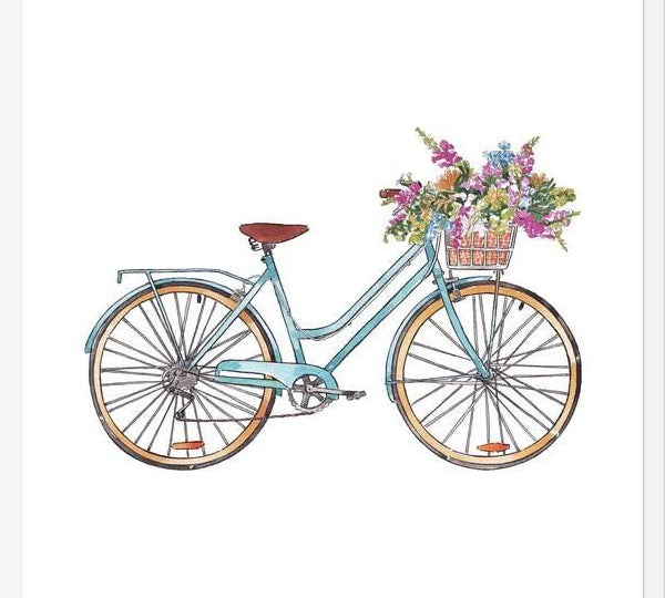 Cuadro Bicicleta con flores