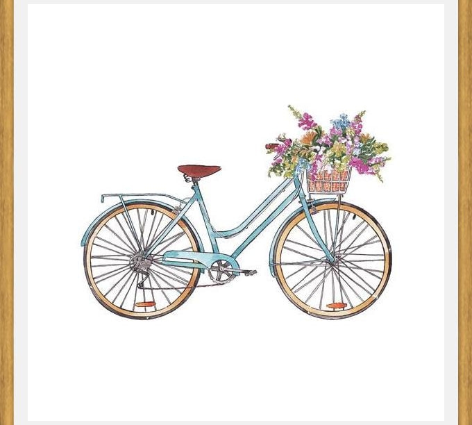 Cuadro Bicicleta con flores