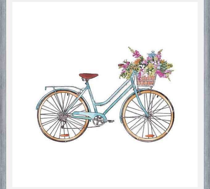 Cuadro Bicicleta con flores