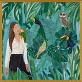 Cuadro Birds and girl in the forest