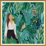 Cuadro Birds and girl in the forest