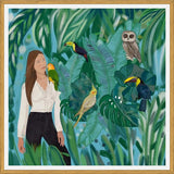 Cuadro Birds and girl in the forest