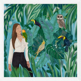 Cuadro Birds and girl in the forest