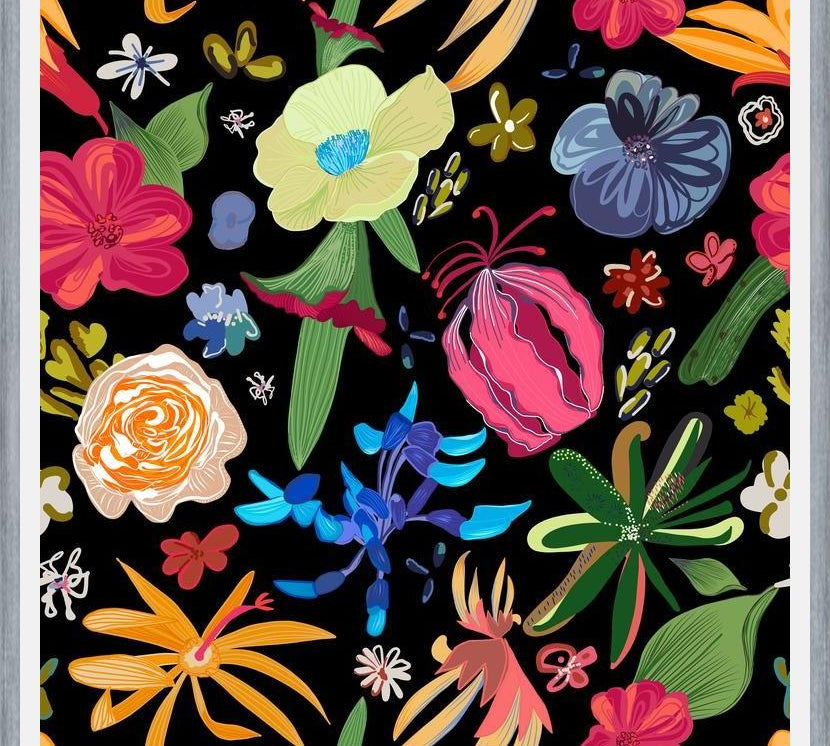 Cuadro Rare Botanical Flowers Black