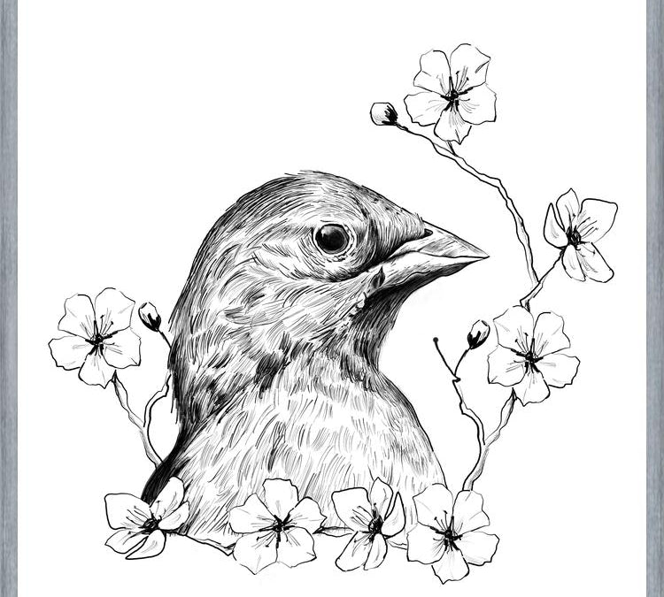 Cuadro Pajarito con flores