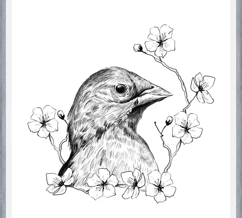 Cuadro Pajarito con flores