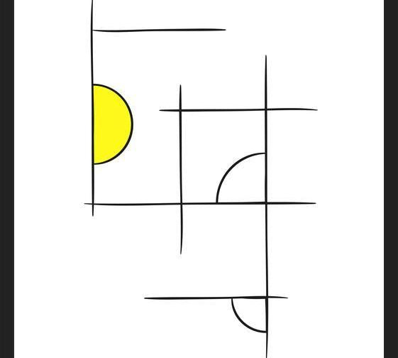 Cuadro Minimalíneas Amarillo