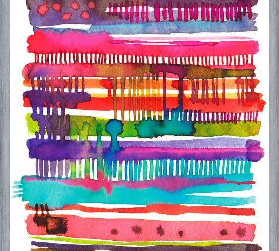 Cuadro Watercolor Irregular Boho Colorful Lines