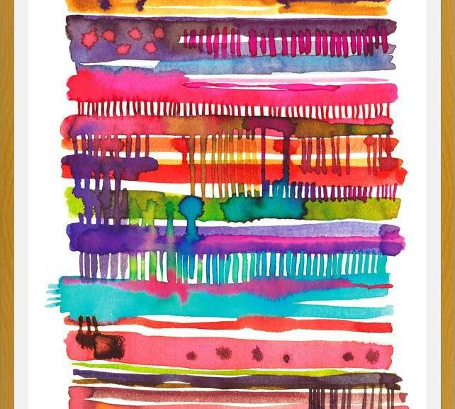 Cuadro Watercolor Irregular Boho Colorful Lines