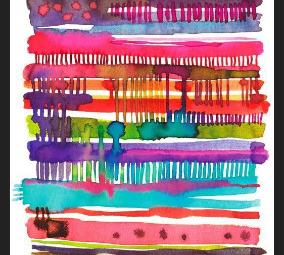Cuadro Watercolor Irregular Boho Colorful Lines