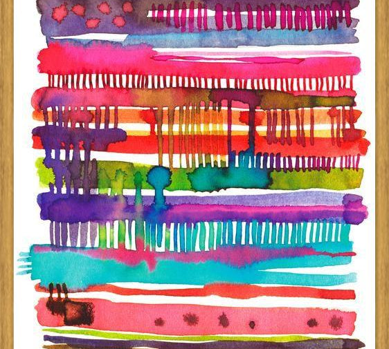 Cuadro Watercolor Irregular Boho Colorful Lines