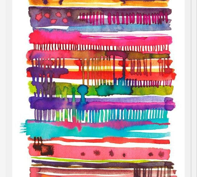 Cuadro Watercolor Irregular Boho Colorful Lines