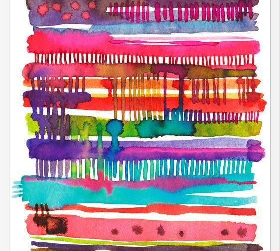 Cuadro Watercolor Irregular Boho Colorful Lines