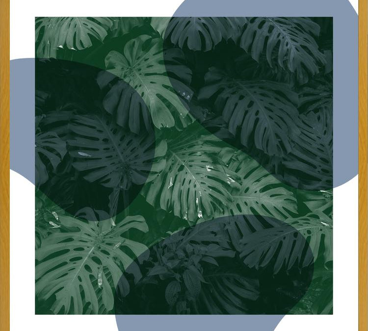 Cuadro Tropical Leaves Blue